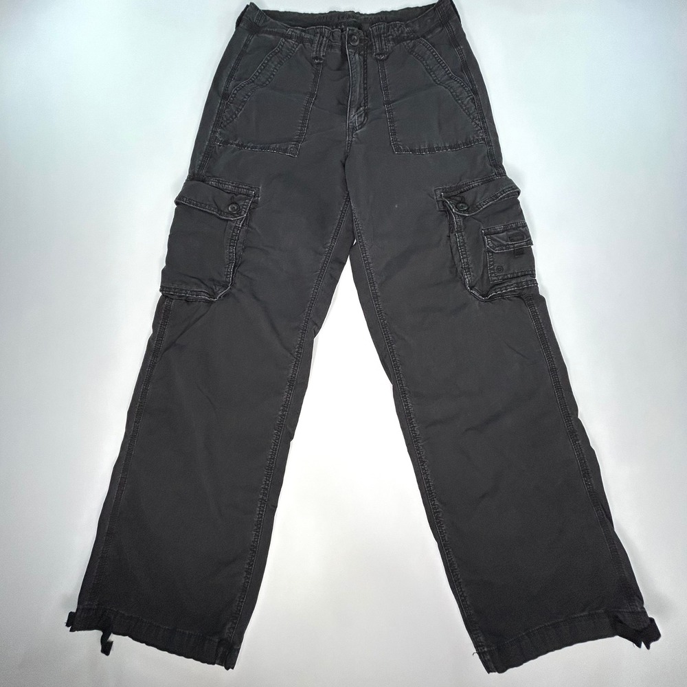 American Eagle Outfitters Women 6 Black Cargo Pants Stretch Straight Leg Utility